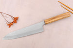Couteau de chef 21cm japonais artisanal Sakai Kikumori TS10 en chêne