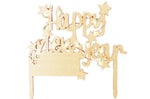 Cake topper Scrapcooking "Happy new year" en bois à LED