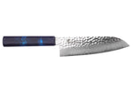 Couteau santoku japonais 17cm Sakai Takayuki Nanairo Blue Damas VG10