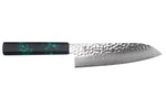 Couteau santoku japonais 17cm Sakai Takayuki Nanairo Green Damas VG10