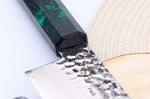Couteau santoku japonais 17cm Sakai Takayuki Nanairo Green Damas VG10