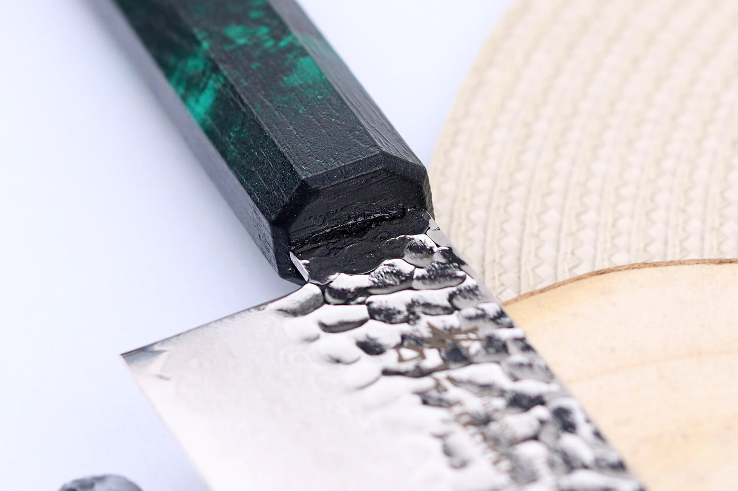 Couteau santoku japonais 17cm Sakai Takayuki Nanairo Green Damas VG10