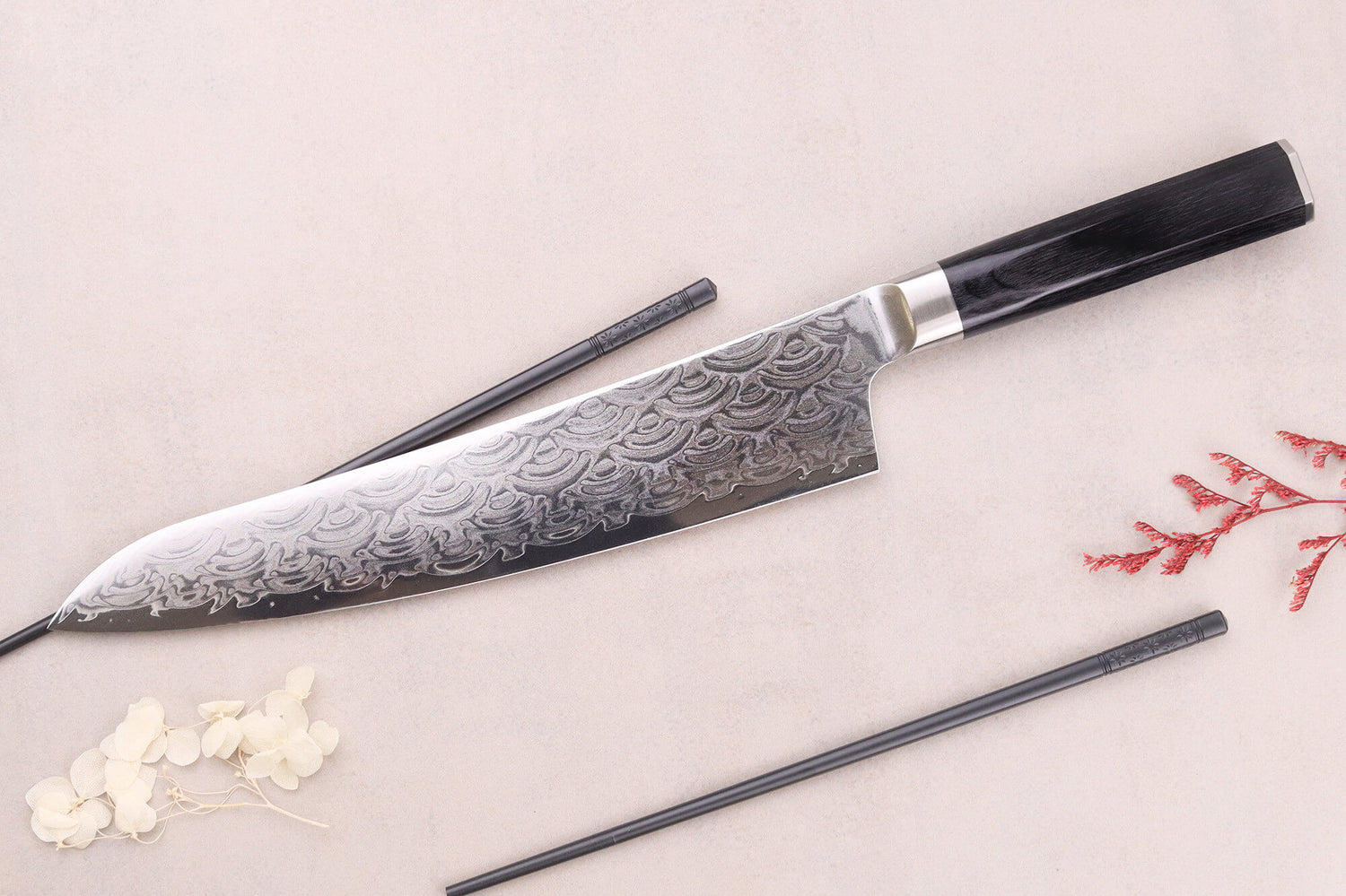 Couteau de chef 24cm japonais Sakai Takayuki Grand Chef Seigaiha Damas 45 couches