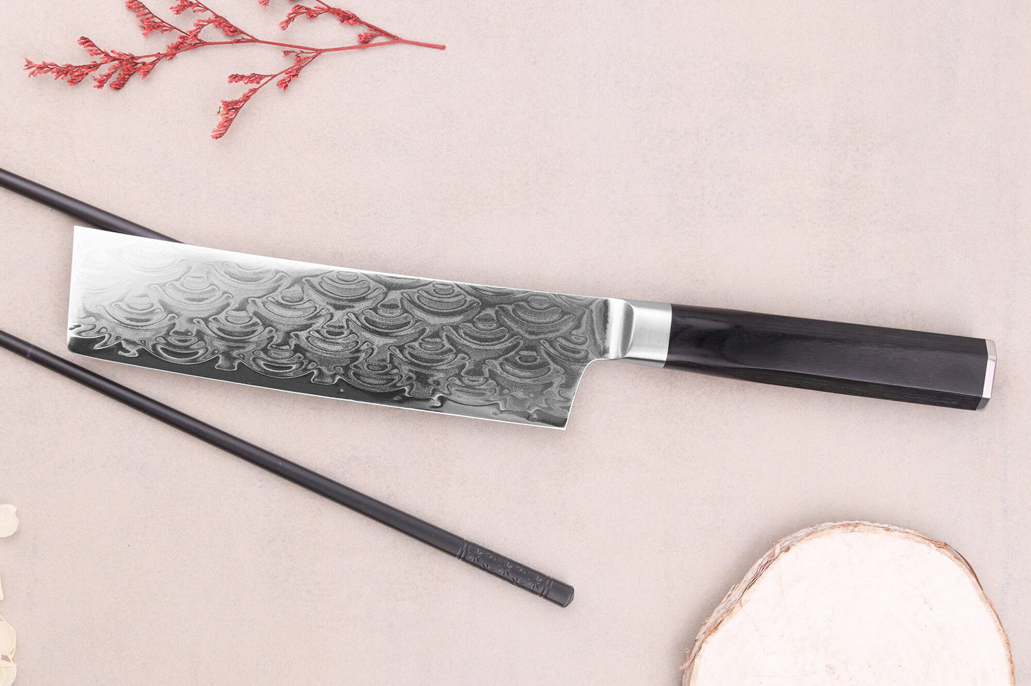 Couteau nakiri 16cm japonais Sakai Takayuki Grand Chef Seigaiha Damas 45 couches