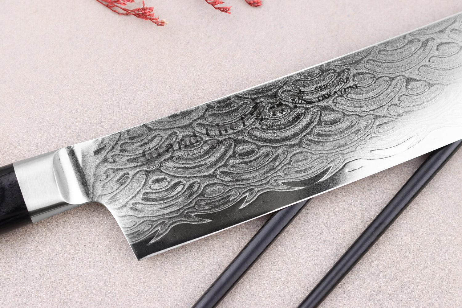 Couteau nakiri 16cm japonais Sakai Takayuki Grand Chef Seigaiha Damas 45 couches