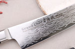 Couteau kengata santoku 16cm japonais Sakai Takayuki Grand Chef Seigaiha Damas 45 couches