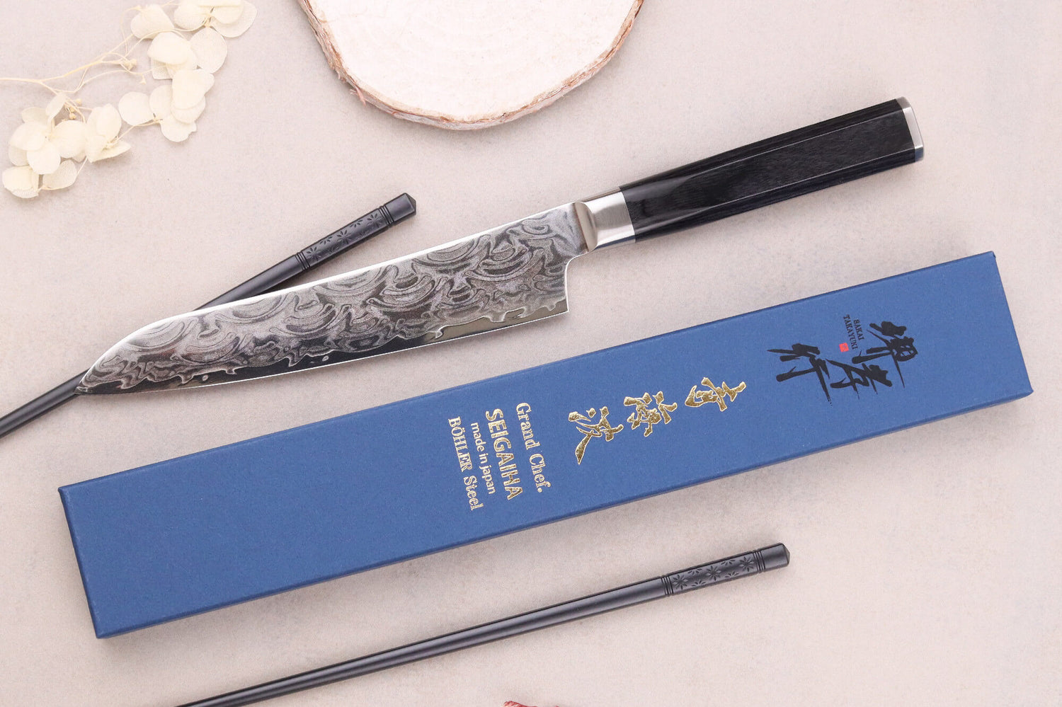 Couteau universel 15cm japonais Sakai Takayuki Grand Chef Seigaiha Damas 45 couches