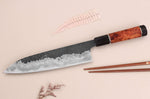 Couteau de chef 21cm japonais artisanal Kisuke Manaka Enn en cognassier avec 2 anneaux SECONDE VIE