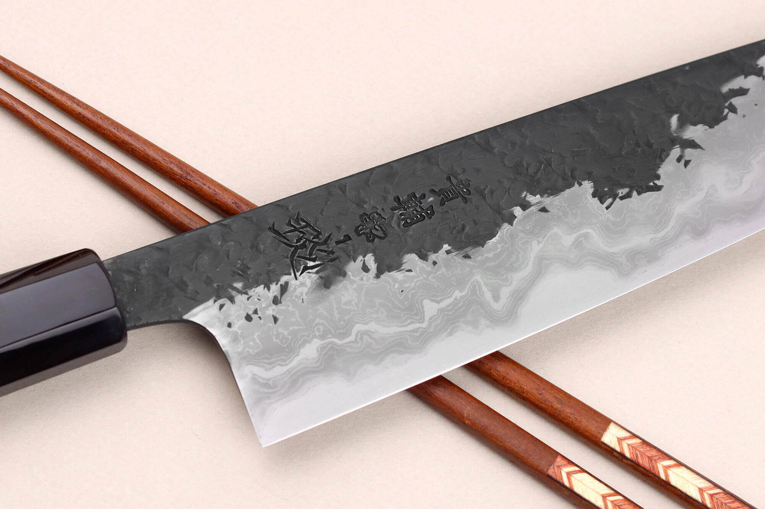 Couteau de chef 21cm japonais artisanal Kisuke Manaka Enn en cognassier avec 2 anneaux SECONDE VIE