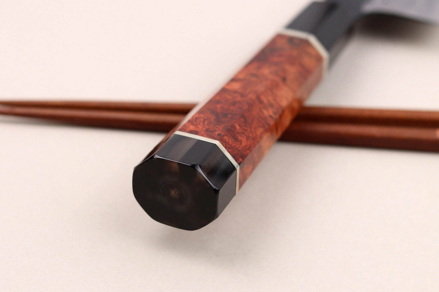 Couteau de chef 21cm japonais artisanal Kisuke Manaka Enn en cognassier avec 2 anneaux SECONDE VIE