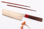 Couteau nakiri 16cm japonais artisanal Takeshi Saji VG10 Rainbow Nashiji