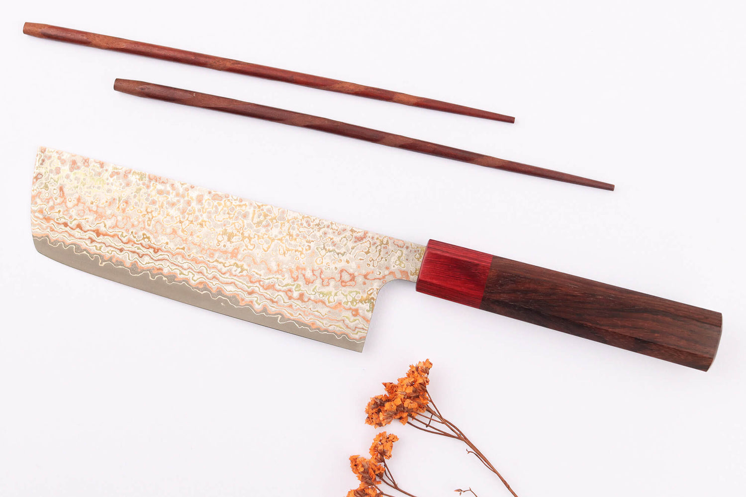 Couteau nakiri 16cm japonais artisanal Takeshi Saji VG10 Rainbow Nashiji