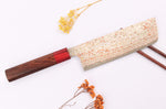 Couteau nakiri 16cm japonais artisanal Takeshi Saji VG10 Rainbow Nashiji