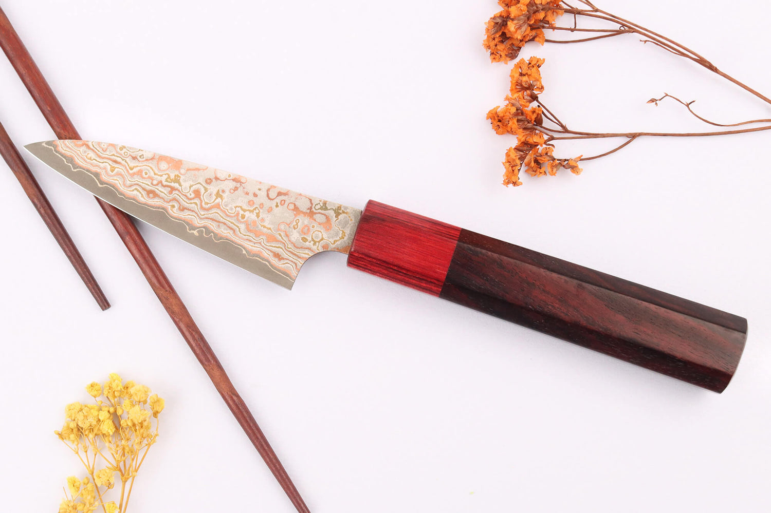Couteau d'office 9cm japonais artisanal Takeshi Saji VG10 Rainbow Nashiji