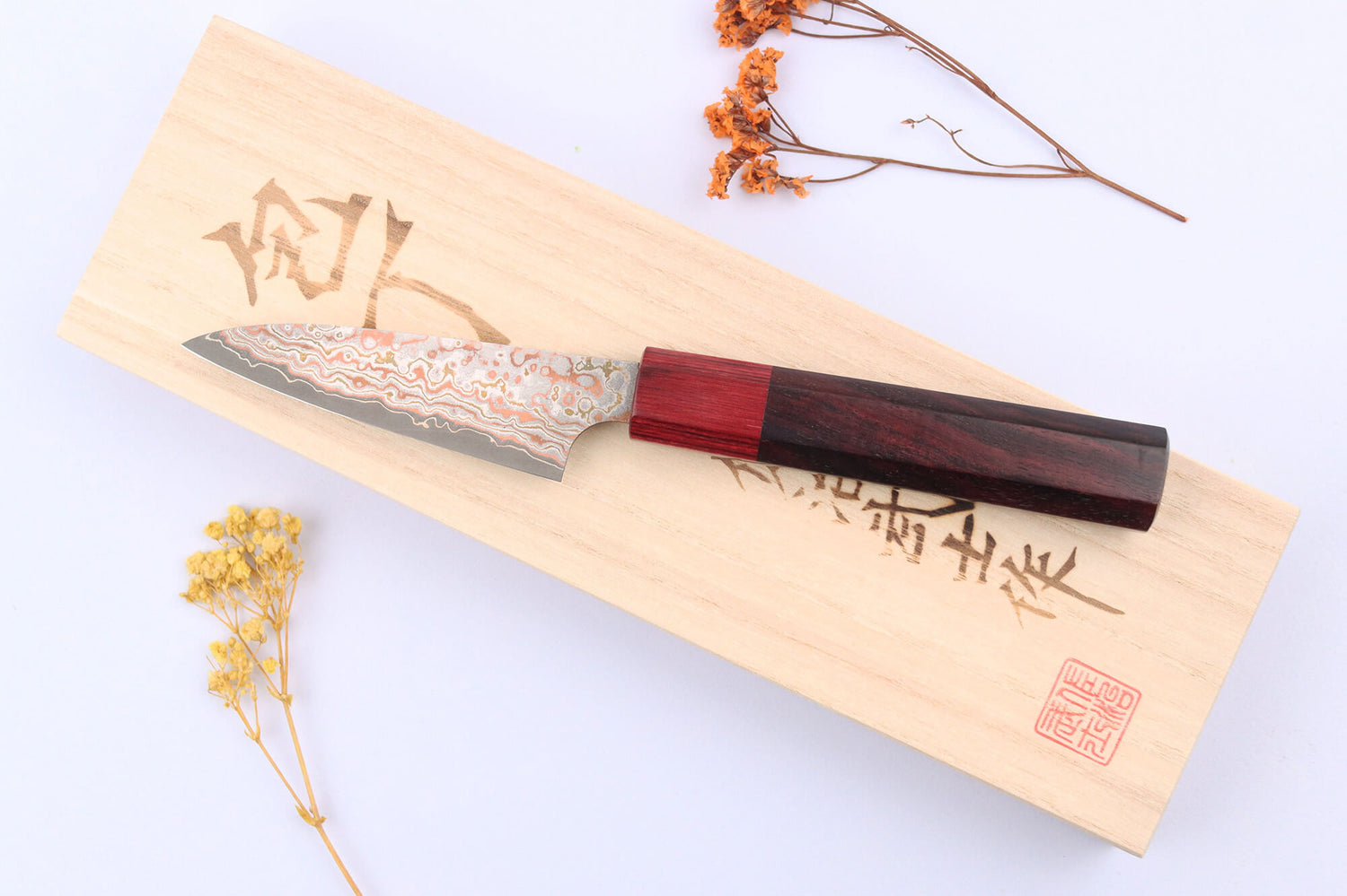 Couteau d'office 9cm japonais artisanal Takeshi Saji VG10 Rainbow Nashiji