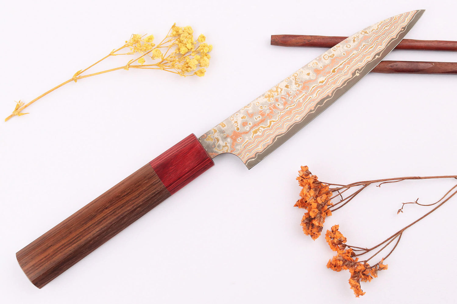 Couteau universel 13cm japonais artisanal Takeshi Saji VG10 Rainbow Nashiji