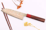 Couteau santoku 16,5cm japonais artisanal Takeshi Saji VG10 Rainbow Nashiji