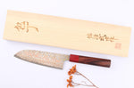 Couteau santoku 16,5cm japonais artisanal Takeshi Saji VG10 Rainbow Nashiji