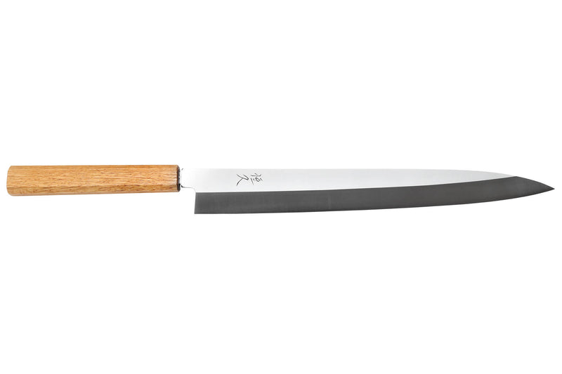 Couteau yanagiba 30cm artisanal japonais Tsunehisa AUS-8 manche en chêne
