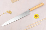 Couteau yanagiba 30cm artisanal japonais Tsunehisa AUS-8 manche en chêne