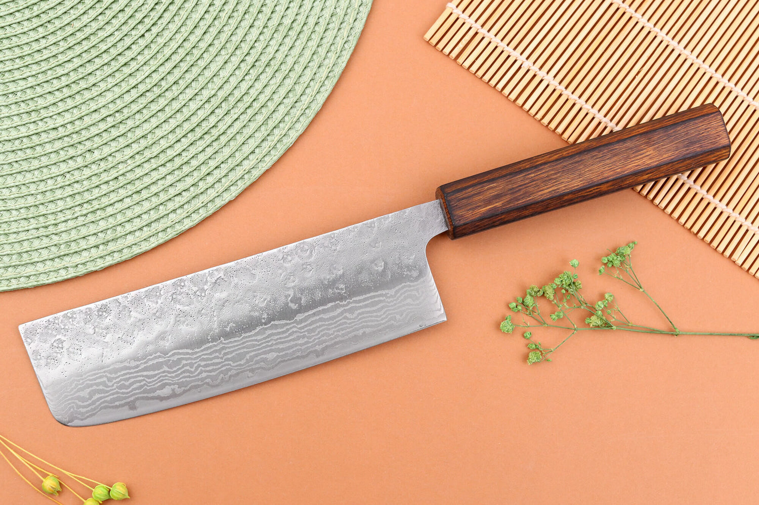Couteau nakiri 16,5cm japonais artisanal Yuzo Enju Damas 440C