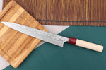 Couteau sujihiki japonais artisanal Masagake Kiri 27cm damas 49 couches