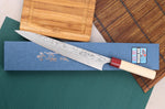 Couteau sujihiki japonais artisanal Masagake Kiri 27cm damas 49 couches