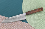 Couteau de chef 18cm japonais artisanal Masutani martelé manche en chêne