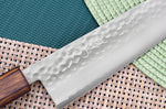 Couteau de chef 18cm japonais artisanal Masutani martelé manche en chêne