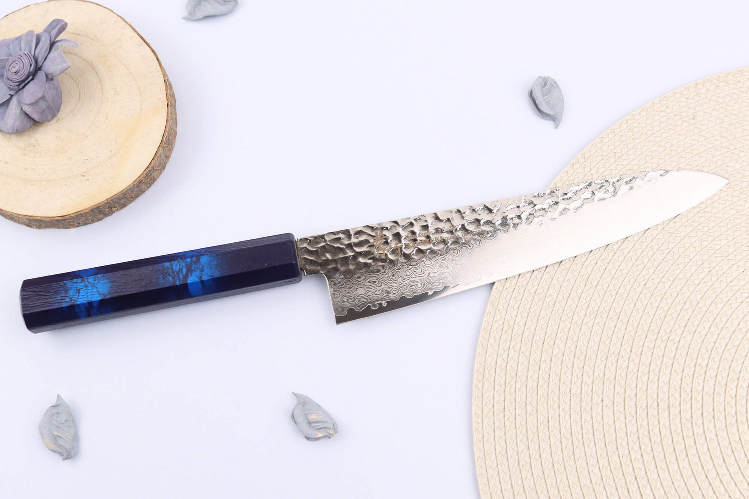 Couteau de chef japonais 21cm Sakai Takayuki Nanairo Blue Damas VG10
