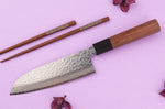 Couteau santoku 16,5cm japonais artisanal Makoto Kurosaki VG7 Damas martelé