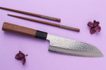 Couteau santoku 16,5cm japonais artisanal Makoto Kurosaki VG7 Damas martelé