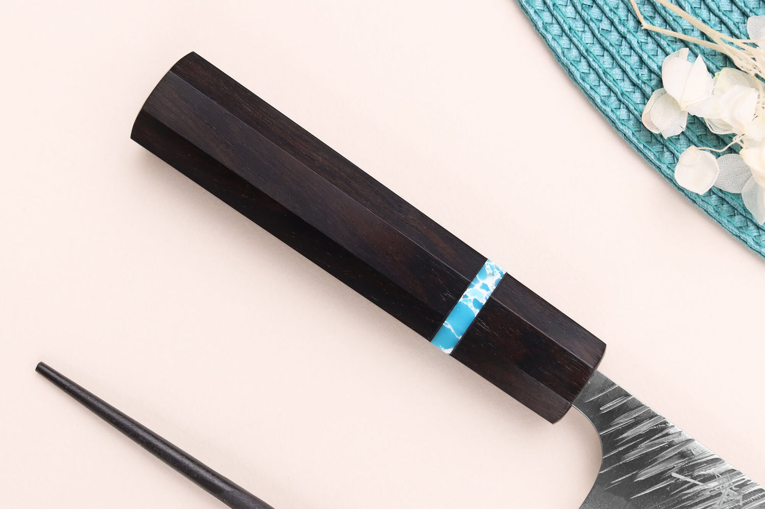 Couteau universel japonais artisanal Yu Kurosaki Fujin 15cm SG2 turquoise
