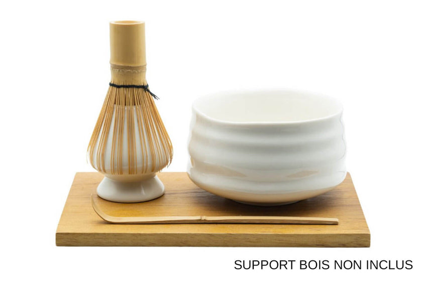 Coffret découverte Thé matcha Patisdécor avec bol, fouet, cuillère et repose-fouet
