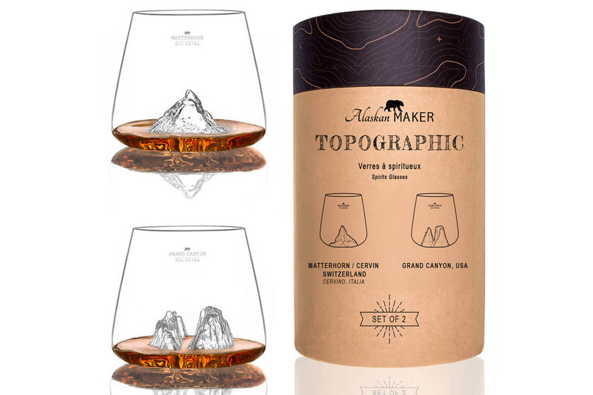 Set de 2 verres à spiritueux Alaskan Maker Topographic Grand Canyon et Matterhorn