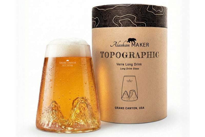 Verre à spiritueux long Alaskan Maker Topographic Grand Canyon en verre cristallin