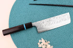 Couteau nakiri japonais artisanal Yu Kurosaki Fujin 16,5cm SG2 turquoise