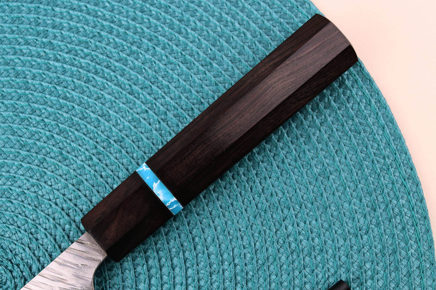 Couteau nakiri japonais artisanal Yu Kurosaki Fujin 16,5cm SG2 turquoise
