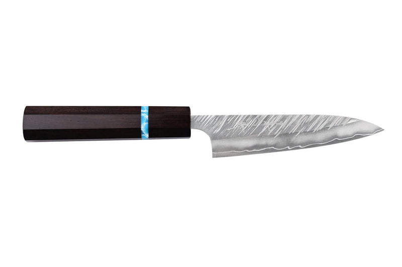 Couteau universel japonais artisanal Yu Kurosaki Fujin 12cm SG2 turquoise