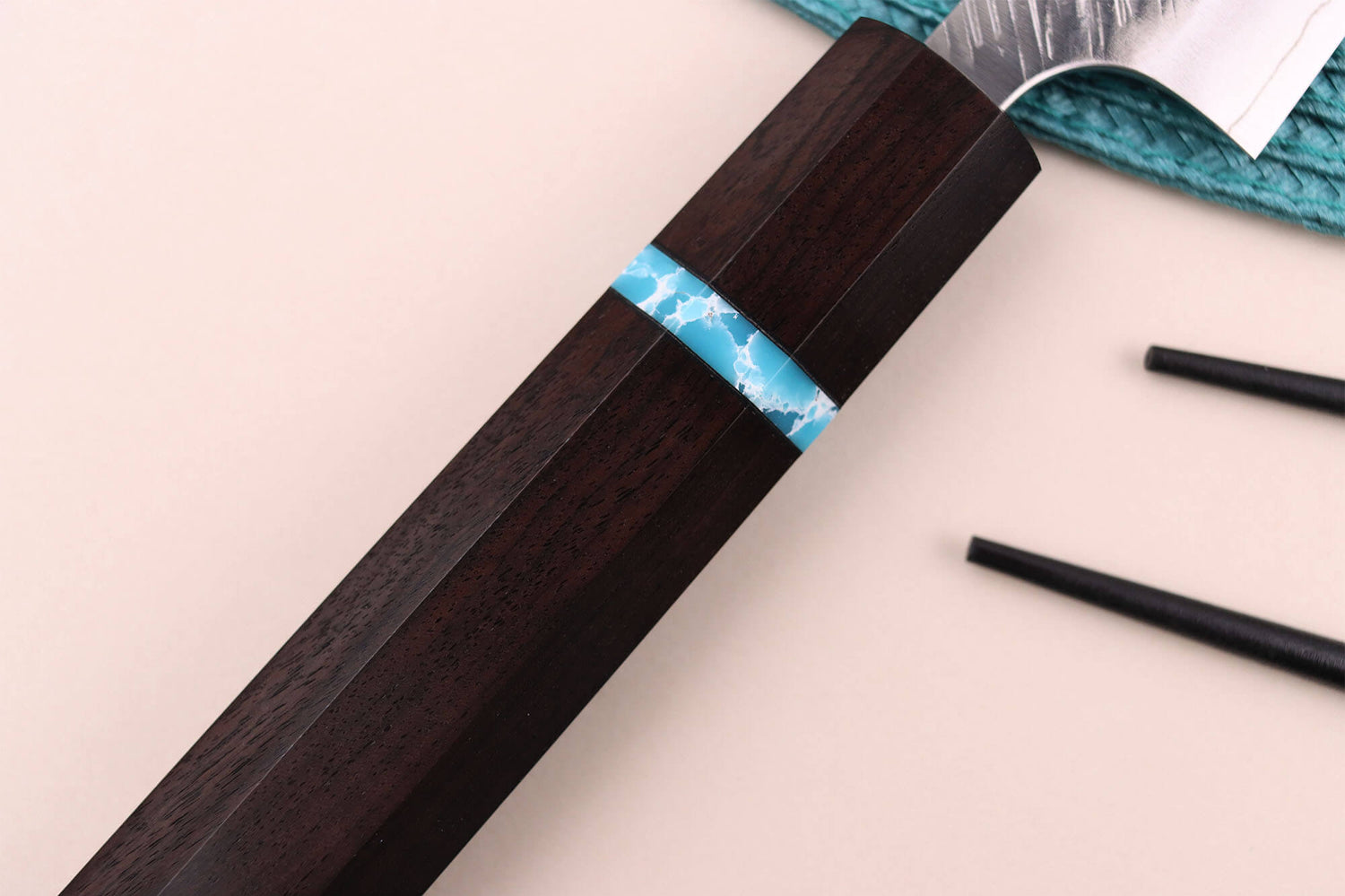Couteau universel japonais artisanal Yu Kurosaki Fujin 12cm SG2 turquoise