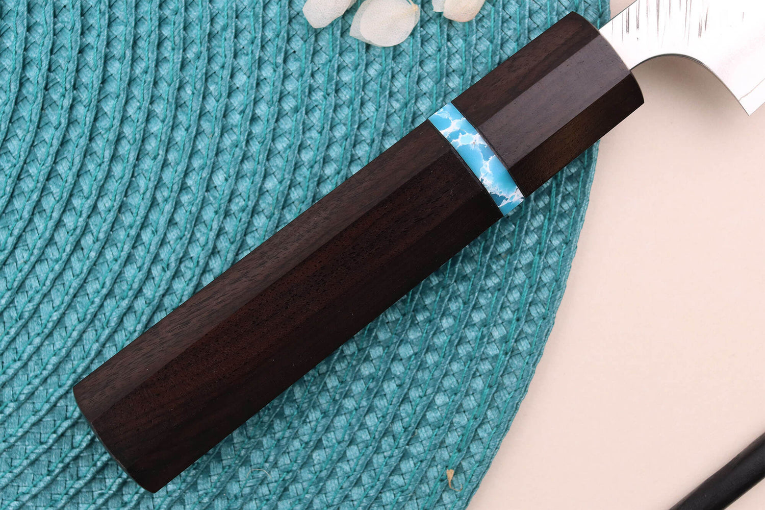 Couteau universel japonais artisanal Yu Kurosaki Fujin 12cm SG2 turquoise