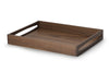 Plateau de service rectangulaire avec poignées Continenta en bois de noyer 49x35x6,3cm