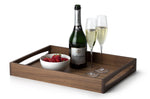 Plateau de service rectangulaire avec poignées Continenta en bois de noyer 49x35x6,3cm