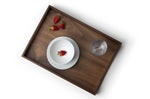 Plateau de service rectangulaire avec poignées Continenta en bois de noyer 49x35x6,3cm