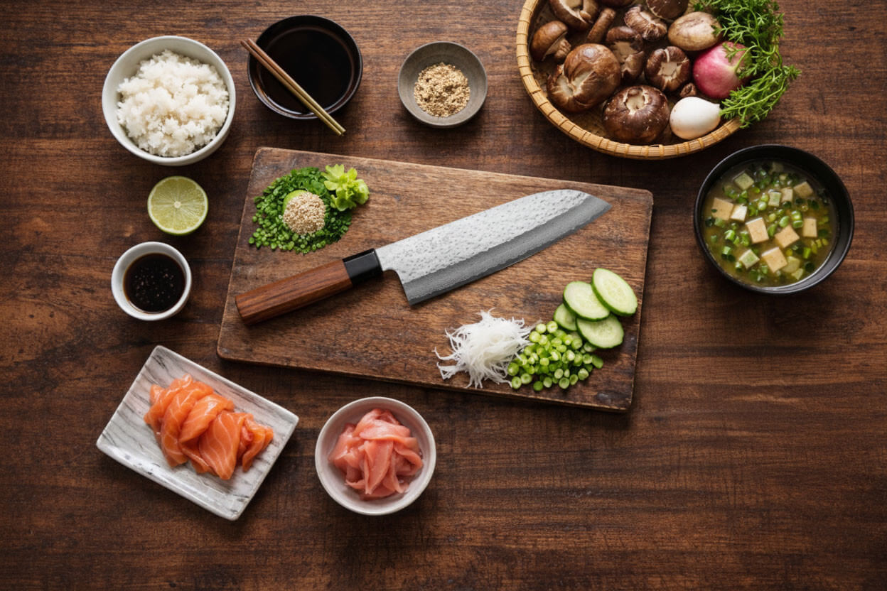 Couteau santoku 16,5cm japonais artisanal Makoto Kurosaki VG7 Damas martelé