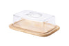 Plateau à fromage rectangulaire avec cloche Continenta en bois d'hévéa 30x20x8,5cm