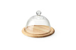 Plateau à fromage avec cloche en verre Continenta en bois d'hévéa Ø20x14cm