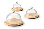 Plateau à fromage avec cloche en verre Continenta en bois d'hévéa Ø20x14cm