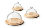Plateau à fromage avec cloche en verre Continenta en bois d'hévéa Ø33x19,5cm