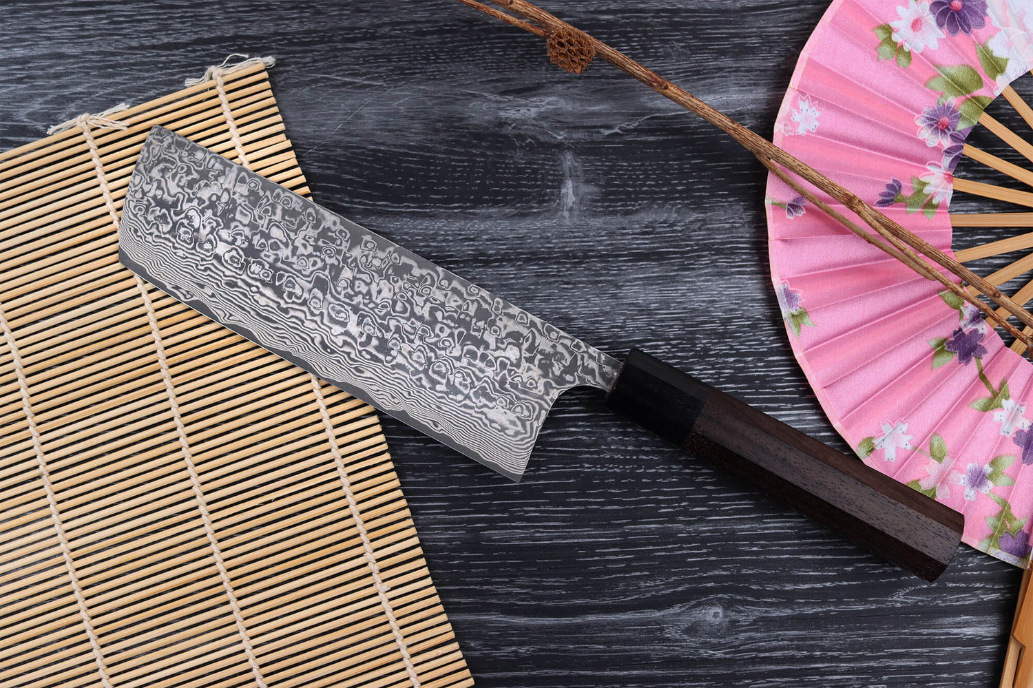 Couteau nakiri japonais artisanal Takeshi Saji R2 Nickel Damas 16,5cm